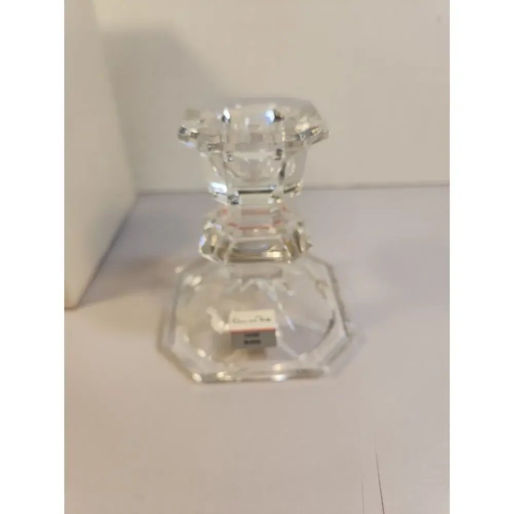 Oscar de la Renta Clear Crystal Candle Holder Austria Elegant Decorative Accent